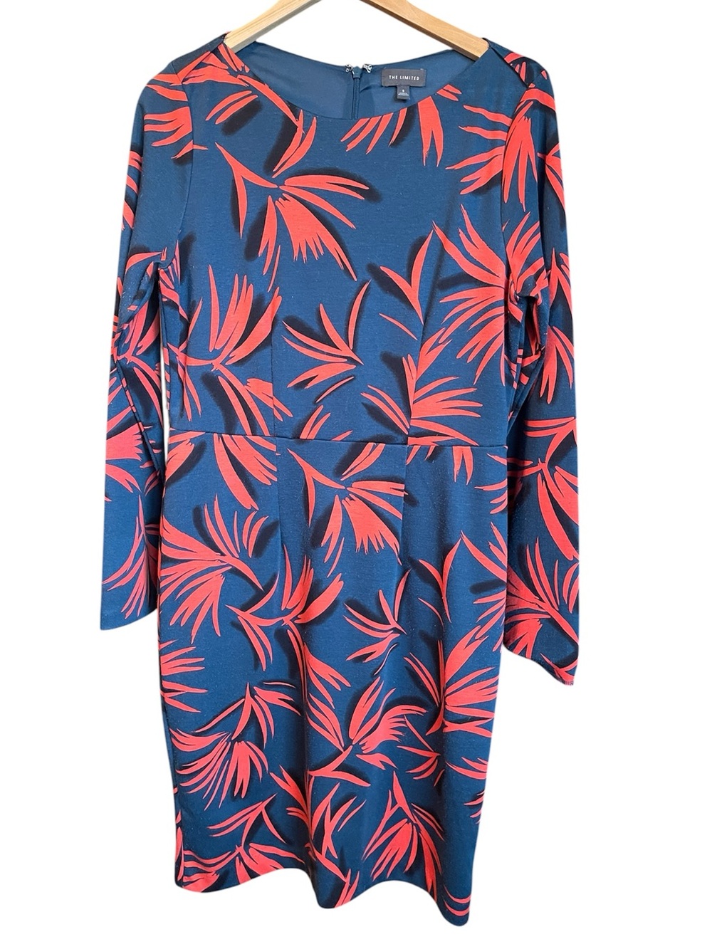 The Limited Forest Green & Orange Leaf-Print Long Sleeve Dress